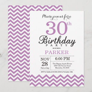30th Birthday Invitation Purple Chevron