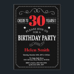 30th Birthday Invitation Red and Black Chalkboard<br><div class="desc">30th Birthday Invitation Red and Black Typography. Chalkboard. Black and White Background. Adult Birthday. Male Men or Women Birthday. Kids Boy or Girl Lady Teen Teenage Bday Invite. 13th 15th 16th 18th 20th 21st 30th 40th 50th 60th 70th 80th 90th 100th. Any Age. For further customisation, please click the "Customise...</div>