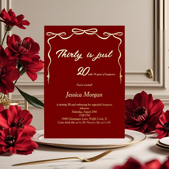 30th Birthday Invitation Red & Gold Editable Party (Creator Uploaded)