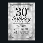 30th Birthday Invitation Silver Glitter<br><div class="desc">30th Birthday Invitation with Silver String Lights with Silver Glitter Background. Silver Birthday. Adult Birthday. Men or Women Bday Invite. 13th 15th 16th 18th 20th 21st 30th 40th 50th 60th 70th 80th 90th 100th, Any age. For further customisation, please click the "Customise it" button and use our design tool to...</div>