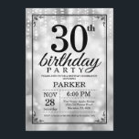30th Birthday Invitation Silver Glitter<br><div class="desc">30th Birthday Invitation with Silver String Lights with Silver Glitter Background. Silver Birthday. Adult Birthday. Men or Women Bday Invite. 13th 15th 16th 18th 20th 21st 30th 40th 50th 60th 70th 80th 90th 100th, Any age. For further customisation, please click the "Customise it" button and use our design tool to...</div>