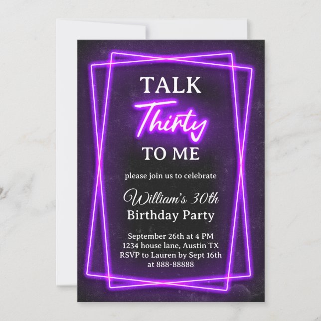 30th Birthday Invitation Talk Thirty To Me (Front)