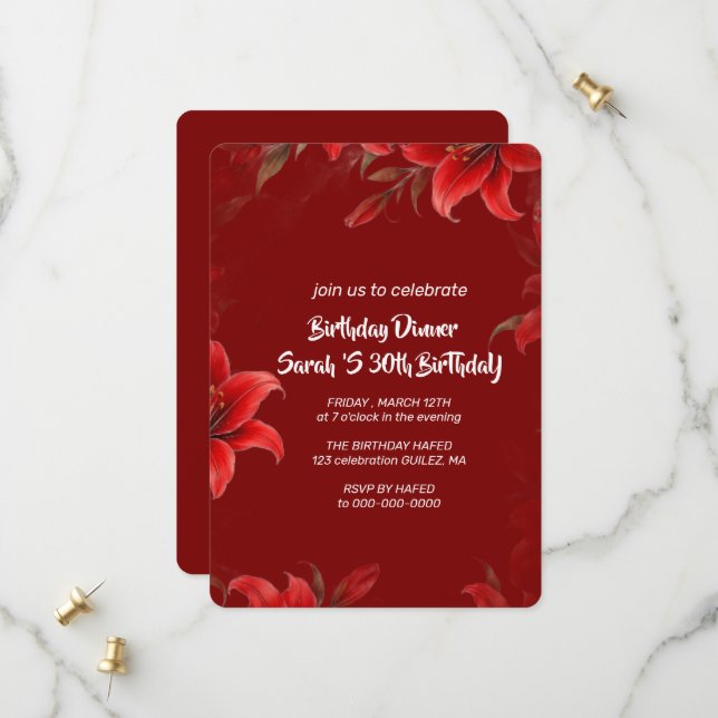 30th Birthday Invitation Template 30th Digital Inv (Front/Back In Situ)
