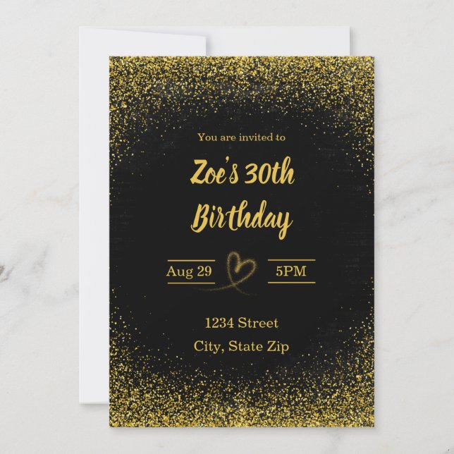 30th Birthday Invitation – Thirty in Gold | Modern (Front)