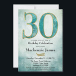 30th Birthday Invitation Turquoise Blue Gold Adult<br><div class="desc">An elegant 30th birthday party invitation in turquoise blue and gold,  featuring a large 30 with painterly abstract blue aqua with gold trim over an abstract ombre blue background. Suitable for men's or women's birthday parties.</div>