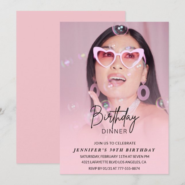 30th birthday invitations Birthday Dinner Photo (Front/Back)