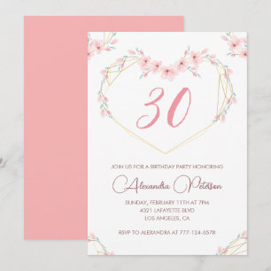 30th birthday invitations Boho Floral Elegant 