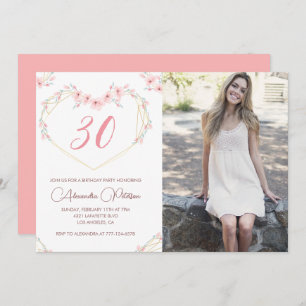 30th birthday invitations Boho Floral Photo