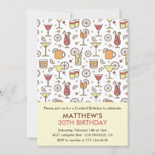 30th birthday invitations Cocktail Pattern