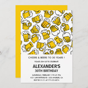 30th birthday invitations Men Cheers and Beers 