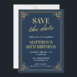 30th birthday invitations Men Save the date Navy<br><div class="desc">30th birthday invitations Men Save the date Navy</div>