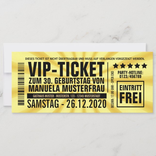 30th birthday invitations ("VIP") (Front)