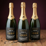 30th Birthday Legend Add Your Name 1996 Vintage Sparkling Wine Label<br><div class="desc">Born in 1996 and celebrating their 30th birthday we have the ideal sparkling wine bottle labels. The black background with a white and gold vintage typography design design is simple and yet elegant with a retro feel. Easily customize the text of this birthday label using the template provided. More gifts...</div>