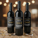 30th Birthday Legend Born 1996 Vintage Black Wine Label<br><div class="desc">A personalized classic wine bottle label design for that birthday celebration for somebody born in 1996 and turning 30. Add the name to this vintage retro style black, white and gold design for a custom birthday gift. Easily edit the name and year with the template provided. A wonderful custom black...</div>