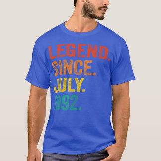 30th Birthday Legend Since July 1992 30 Years Old  T-Shirt