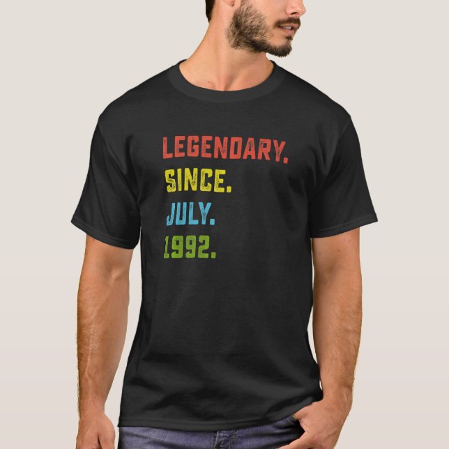 30th Birthday  Legendary Since July 1992 30 Years  T-Shirt (Front)