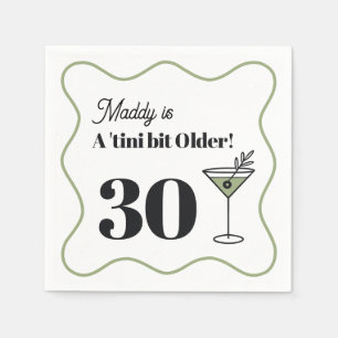 30th Birthday Martini-Themed Napkins Green