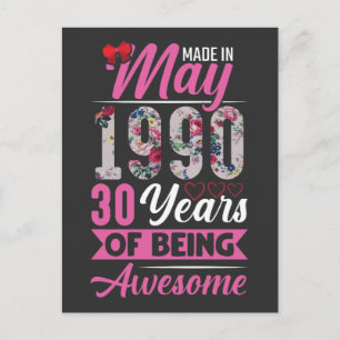 30th Birthday May 1990 30 Years old Wife Mother Postcard