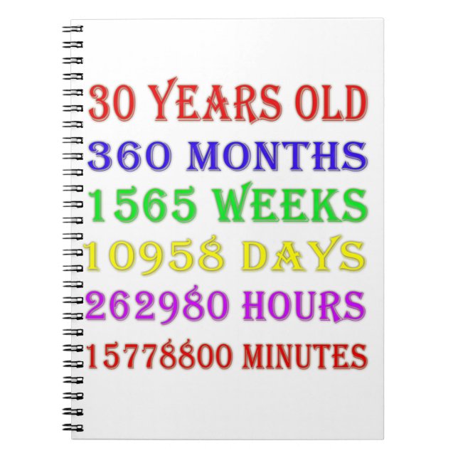 30th Birthday Milestones Notebook (Front)