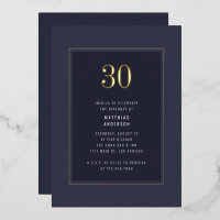 30th Birthday Minimal Elegant Dark Gold Frame