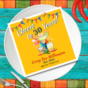 30th Birthday Modern Fiesta Cheers to 30 Years  Napkin