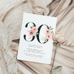 30th Birthday Modern Floral Rose Gold Greenery  Invitation<br><div class="desc">30th Birthday Modern Floral Rose Gold Greenery Invitation with watercolor pink flowers and rose gold accents with greenery.</div>