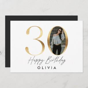 30th Birthday Modern Gold photo elegant stylish In Invitation