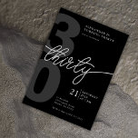 30th Birthday Modern Minimalist Black Grey Invitation<br><div class="desc">Celebrate a milestone birthday in style with this modern and minimalist 30th birthday invitation. Featuring a monochromatic black design, this invitation is sure to make a statement. The sleek thirty script adds a touch of sophistication to the design. Perfect for a gender-neutral celebration, this simple yet stylish invitation is ideal...</div>