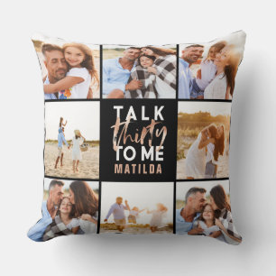 30th birthday modern multi photo pink girly throw  cushion