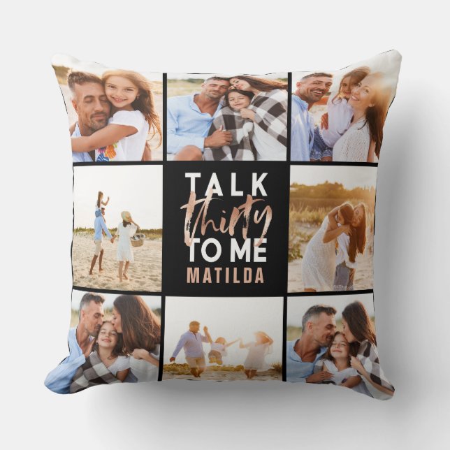 30th birthday modern multi photo pink girly throw  cushion (Front)