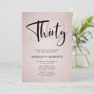  30th Birthday Modern Script Rose Gold Party Invitation
