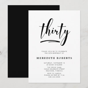 30th Birthday Modern Simple Elegant Party Invitation