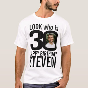 30th birthday mono look 30 custom photo and name T-Shirt