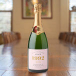 30th Birthday Name 1992 Pink Grey Elegant Chic Sparkling Wine Label<br><div class="desc">A personalised elegant sparkling wine label that is easy to customise for that special occasion.</div>
