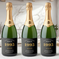 30th Birthday Name 1995 Black Gold Elegant Chic