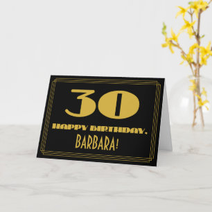 30th Birthday: Name + Art Deco Inspired Look "30" Card