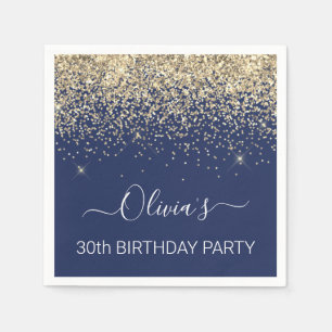 30th Birthday Navy Blue Gold Glitter Any Age Napkin