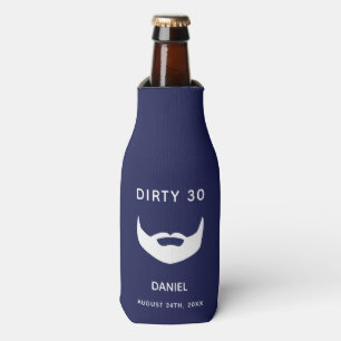 30th birthday navy blue white beard men fun bottle cooler