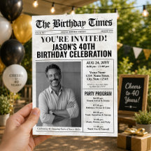 30th Birthday Newspaper Invitation with Program