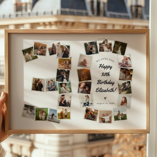 30th Birthday Number 30 Photo Collage Poster (Creator Uploaded)