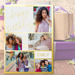 30th Birthday or Any Age 5 Photo White and Gold Foil Greeting Card<br><div class="desc">Luxury gold foil birthday card which you can personalise with a name, any age and 5 photos on the front as well as a personalised birthday greeting inside. The photo template is set up to automatically create a photo collage of vertical portrait, horizontal landscape and square format pictures. If you...</div>