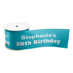 30th Birthday or ANY YEAR Custom Colour G05 AQUA Satin Ribbon