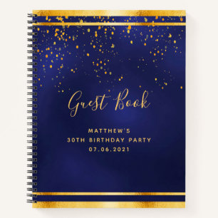 30th Birthday Party 30 dark blue gold guest book