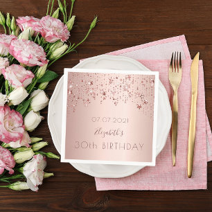 30th birthday party 30 rose gold stars pink napkin