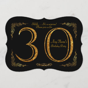 30th,Birthday party 30th,great Gatsby,black & gold Invitation