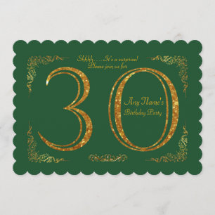 30th,Birthday party 30th,great Gatsby,GREEN & gold Invitation