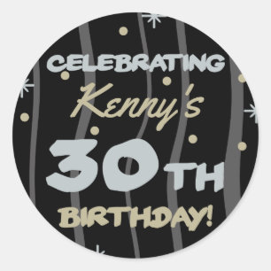 30th Birthday Party Add Your Name Classic Round Sticker