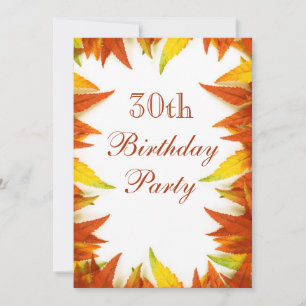 30th Birthday Party Autumn/Fall Leaves Invitation
