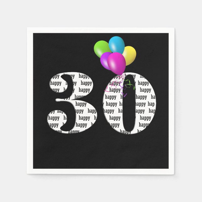 30th birthday party balloons napkin (Front)