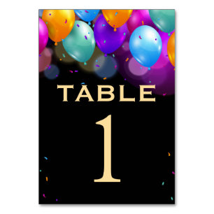 30th Birthday Party Black and Gold Balloons Table Number